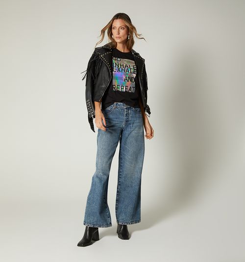 T-SHIRT WITH APPLIQUÉ PRINT IN IRIDESCENT COLOR