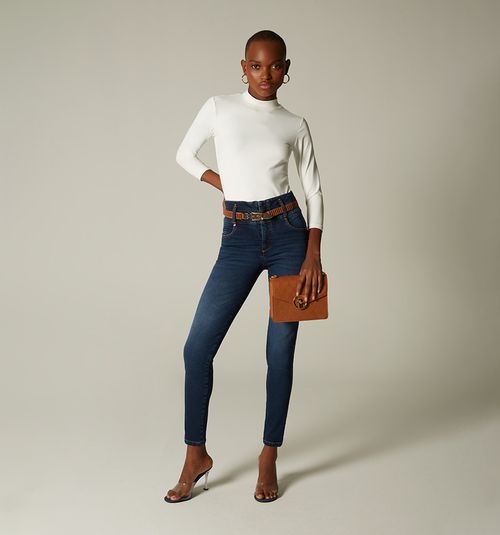 HIGH WAIST SKINNY JEANS WITH BELT