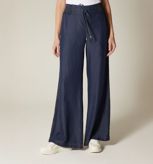 HIGH WAIST PALAZZO JEANS WITH DRAWSTRING, S