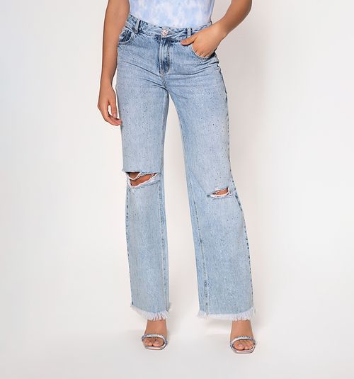 LOW RISE STRAIGHT LEG JEANS WITH HOT FIX