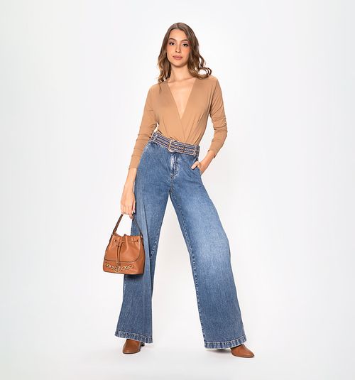 HIGH WAIST PALAZZO JEANS WITH BELT