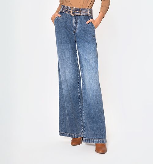 HIGH WAIST PALAZZO JEANS WITH BELT