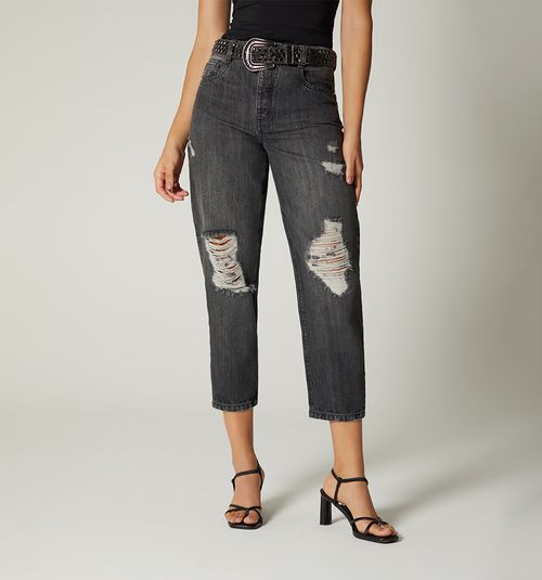 HIGH WAIST BOYFRIEND JEANS WITH DESTROYER