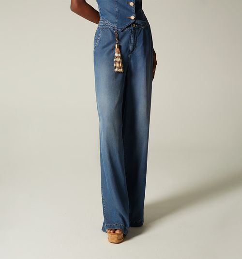 HIGH-WAISTED PALAZZO JEANS WITH PLEATS AND BO