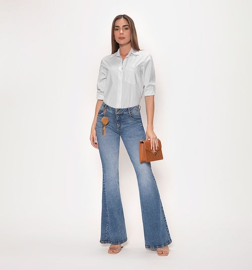 Flared Jeans Mid Rise, Five Pockets