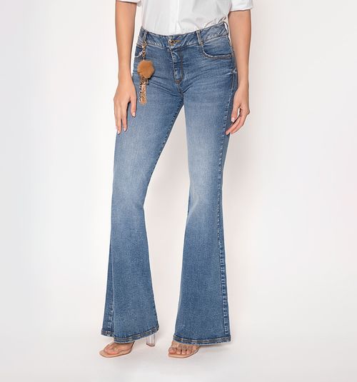 Flared Jeans Mid Rise, Five Pockets