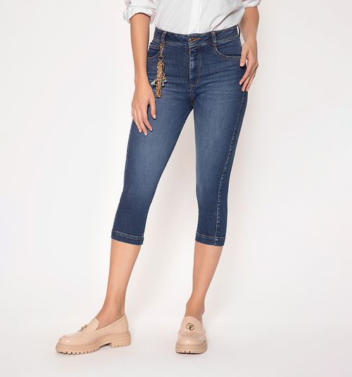 HIGH WAISTED CAPRI JEANS WITH FIVE POCKETS