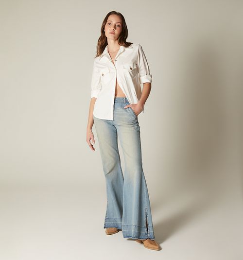 HIGH WAIST FLARED JEANS, THREE POCKETS