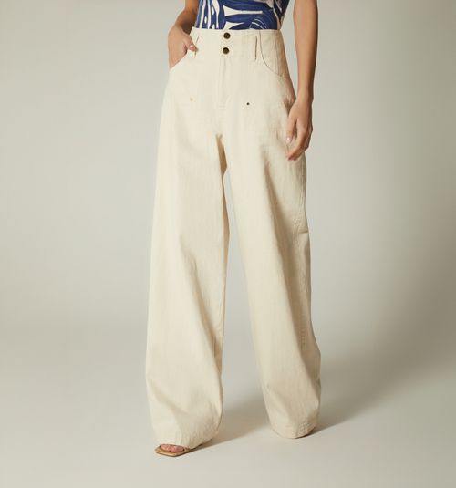 HIGH WAIST PALAZZO JEANS WITH POCKET CUTS