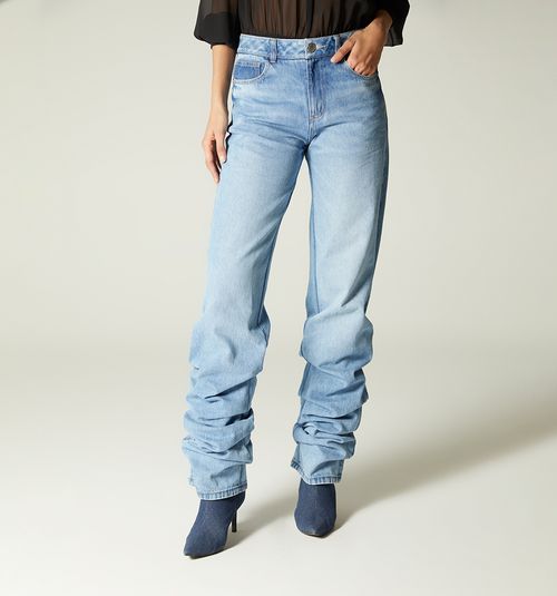 STRAIGHT LEG JEANS, HIGH WAIST, WRINKLE LEG