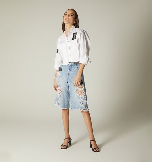 High-waisted Bermuda, five pockets, des