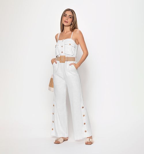 LONG JUMPSUIT WITH SLIT AND BUTTONS