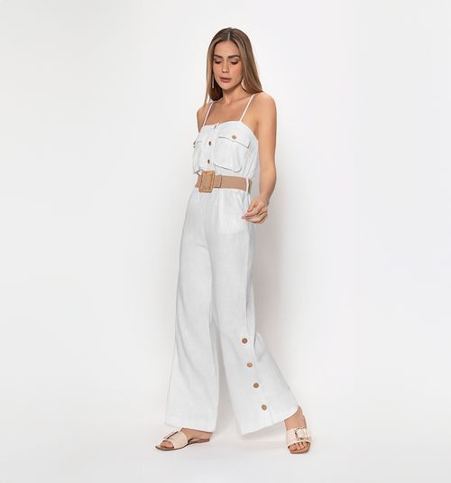 LONG JUMPSUIT WITH SLIT AND BUTTONS