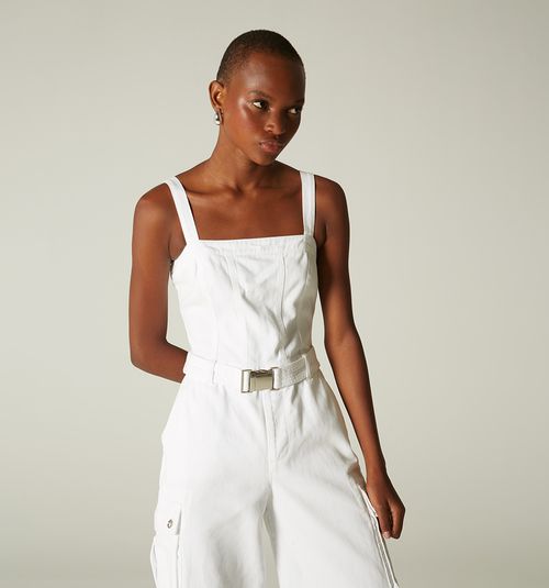 STRAPLESS PALAZZO JUMPSUIT, CARGO POCKETS