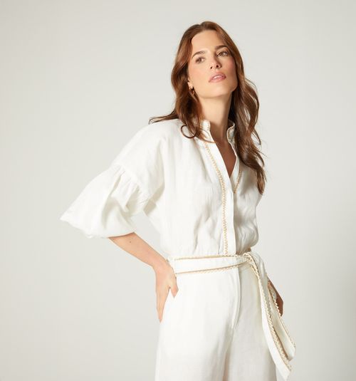 PALAZZO JUMPSUIT 3/4 SLEEVE WITH BELT