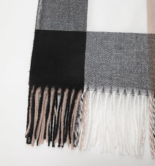 PLAID PASHMINA WITH FRINGES