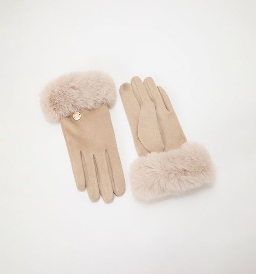 Suede Gloves with Fur