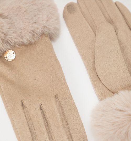 Suede Gloves with Fur