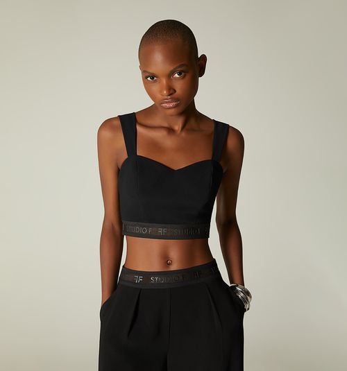 WIDE STRAP CROP TOP BLOUSE