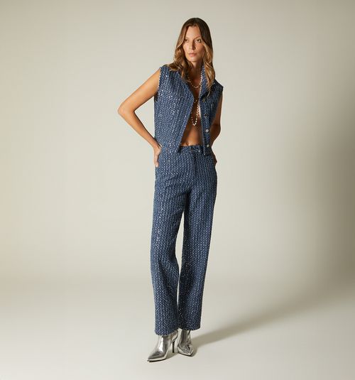 LONG OPENWORK VEST FOR WOMEN