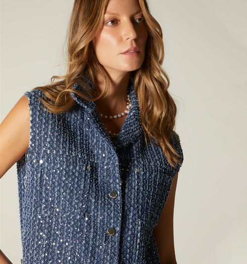 LONG OPENWORK VEST FOR WOMEN