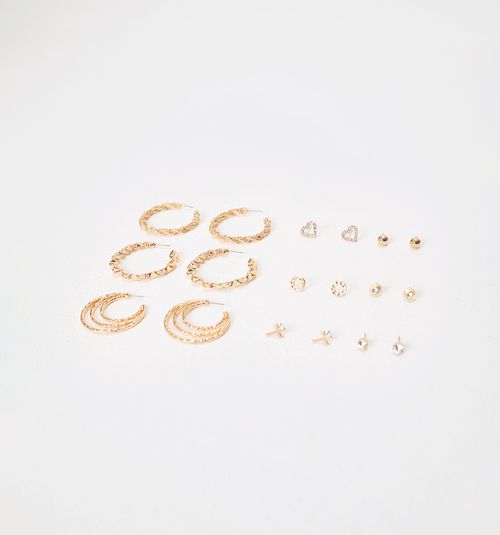 SET OF HOOPS AND STUDS EARRINGS