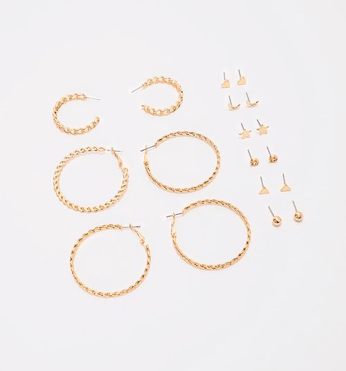 SET HOOP EARRINGS CHAINS