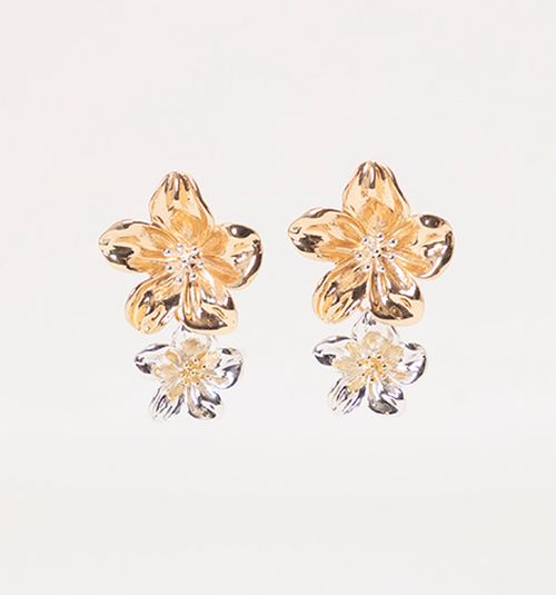 Hammered Bicolor Flower Earring