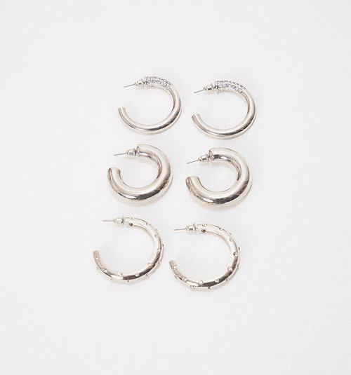 Set of 3 Chunky and Crystal Hoops