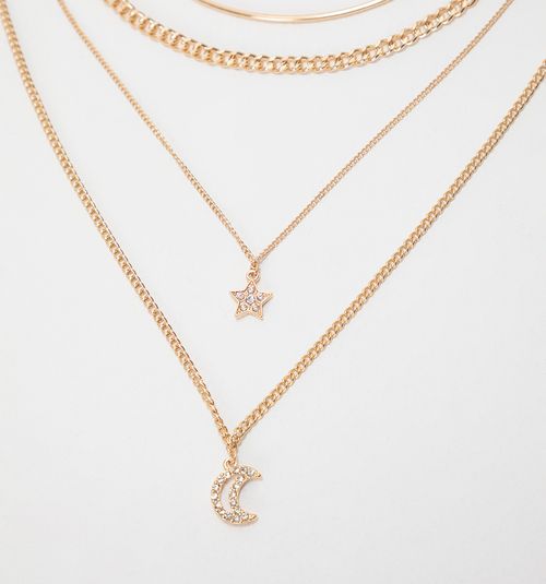 MULTI-CHAIN COLLAR WITH CRYSTAL CHARMS SET