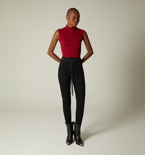 HIGH WAIST SKINNY JEAN WITH EYELETS AND CORD