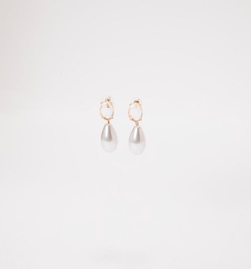 CRYSTAL EARRINGS AND PEARL DROP