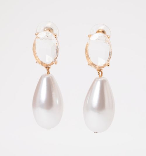 CRYSTAL EARRINGS AND PEARL DROP