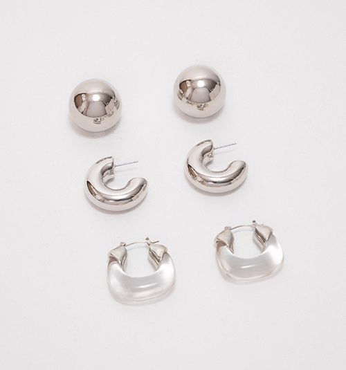 CHUNKY EARRING AND TRANSPARENCY SET X 3
