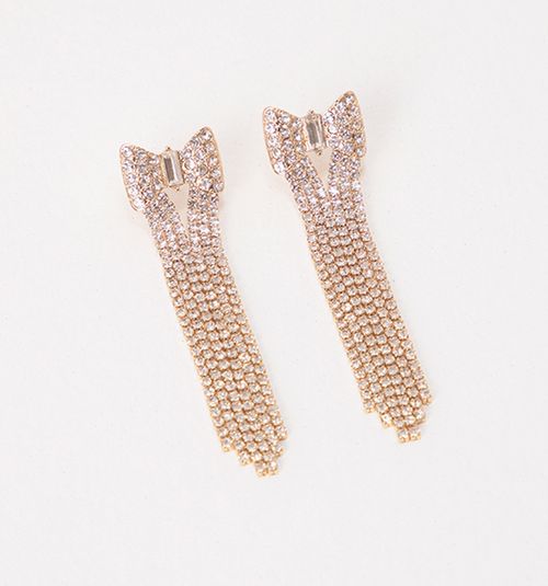 BOW CASCADE EARRING WITH CRYSTALS