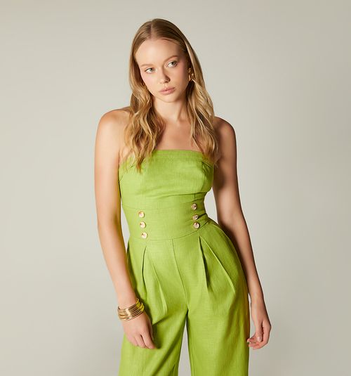STRAPLESS JUMPSUIT WITH PIPING