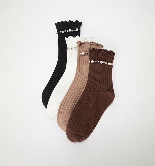 SHORT BOLERO SOCKS WITH PEARLS SET X 4