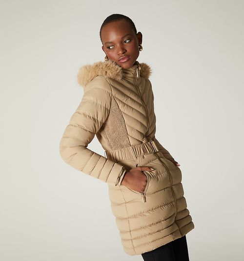 QUILTED COAT WITH BELT AND BUCKLE M
