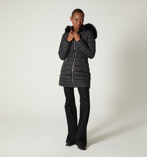 QUILTED COAT WITH BELT AND BUCKLE M