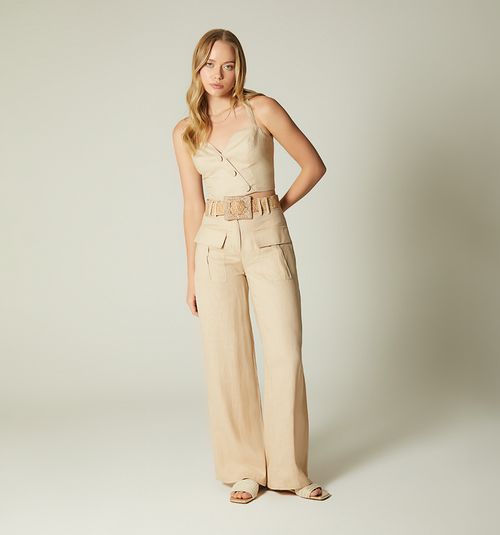 HIGH-WAISTED PALAZZO PANTS WITH POCKET AND T