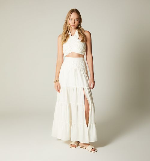 SKIRT TIME SET AND HALTER NECK CROP
