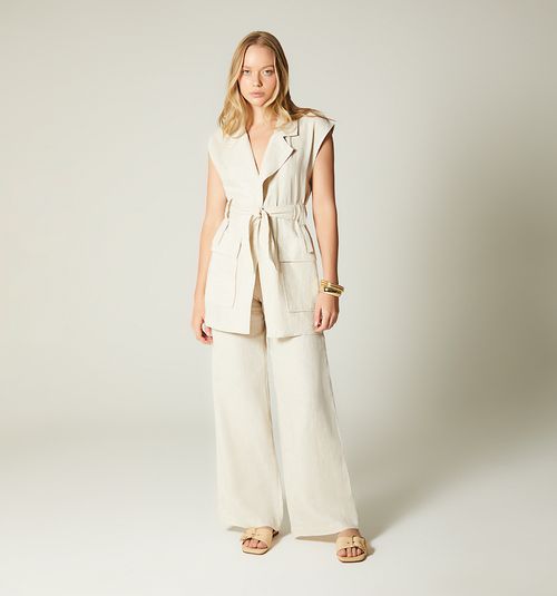 LONG VEST LAPEL FLAP POCKETS