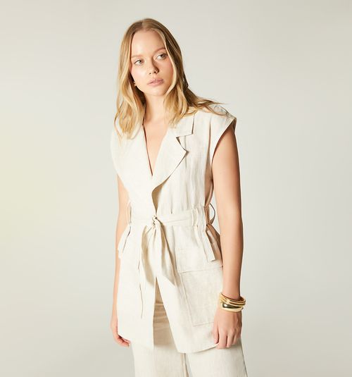 LONG VEST LAPEL FLAP POCKETS