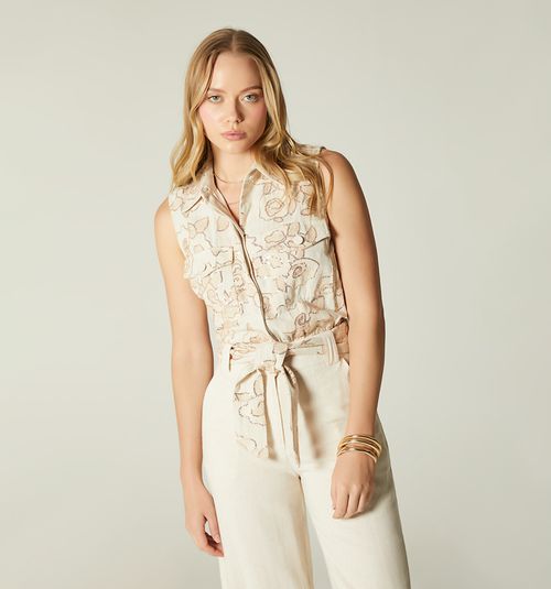 Jumpsuit with sleeveless blouse and belt