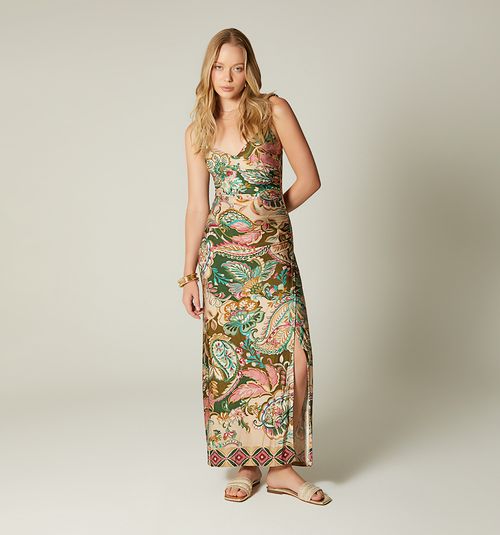 LONG DRESS WITH STRAPS AND TWIST IN E