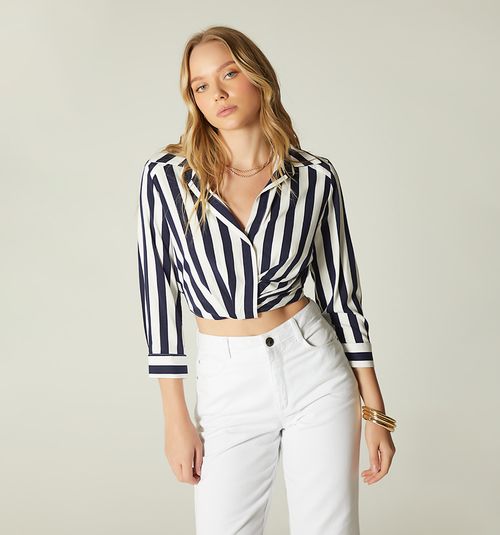 3/4 Sleeve Blouse with Crisscross Front