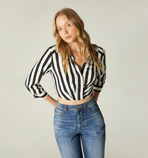 3/4 Sleeve Blouse with Crisscross Front