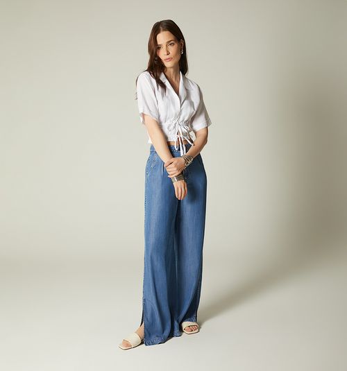 SHORT SLEEVE BLOUSE WITH TIE STRAPS