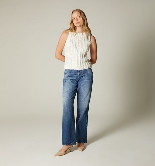 KNITTED SLEEVELESS BLOUSE WITH PEARLS