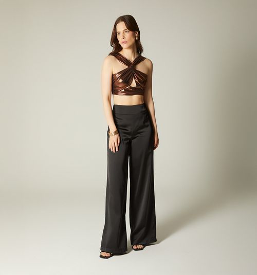 Blouse with Intertwined Front and Tie Strap
